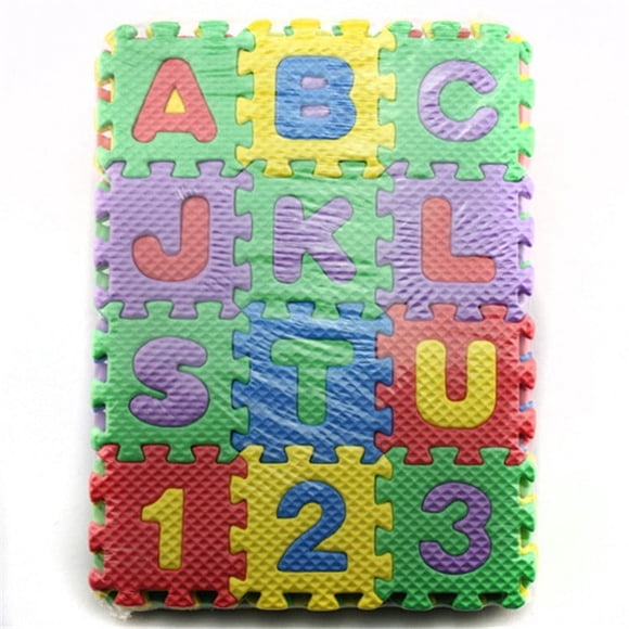 Alician 36 Pcs Enfant Lettres Chiffres Dessin Animé Tapis de Jeu en Mousse Casse-Tête Tapis de Sol Tapis pour Enfants Décoration de Maison