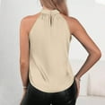 thumbnail image 4 of Youmylove Womens 2025 Trendy Top Silk Satin Casual Sleeveless Neck Tank Top Summer Curved Hem Lightweight Dressy Blouses Shirt Beach Vacation Shirts, 4 of 6