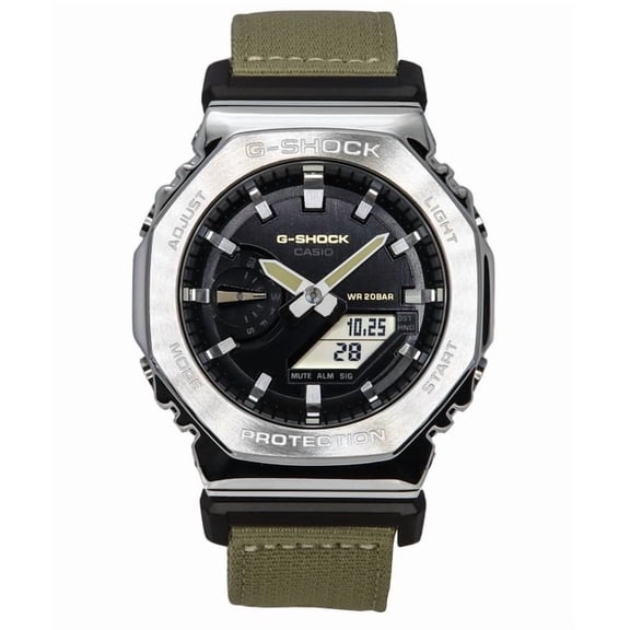 Casio G-Shock Utility Metal Collection Analog Digital Cloth Strap Black Dial Quartz GM-2100C-5A 200M Men's Watch