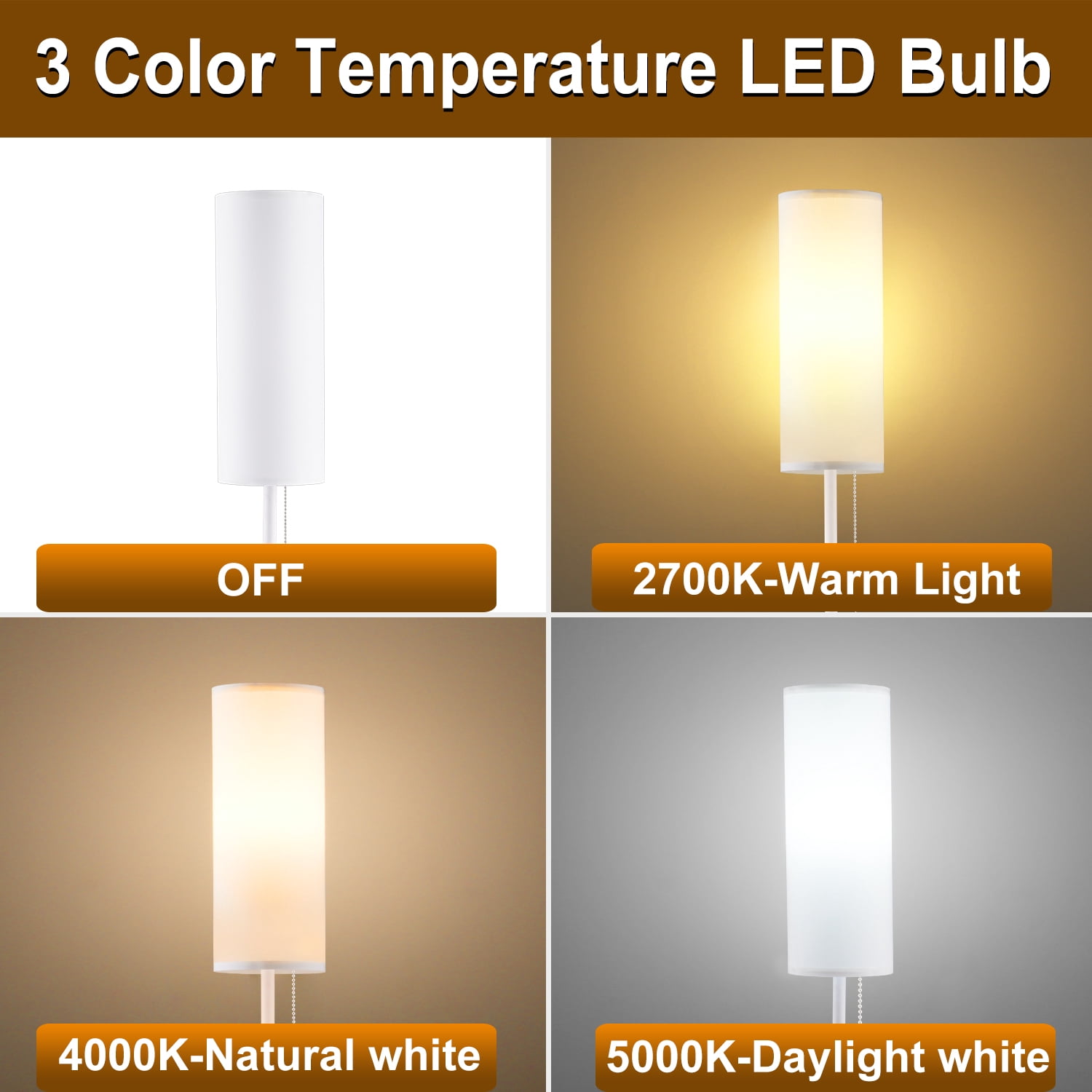 Vesteel Floor Lamp for Living Room, Modern Standing Lamp with 3 Color Temperatures & Lampshade, Pole Lamp for Bedroom Living Room Office, White