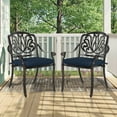 thumbnail image 2 of MEETWARM 2 Piece Patio Dining Chairs with Cushions, Outdoor All-Weather Cast Aluminum Chairs, Patio Bistro Dining Chair Set of 2 for Garden Deck Backyard, Navy Blue, 2 of 7