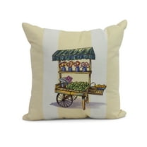 Simply Daisy, 20 x 20 inch,Veggie Cart Decorative Pillow,Yellow