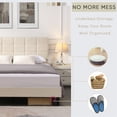 thumbnail image 4 of SEGMART Queen Size Bed Frame with Upholstered Headboard, Square Stitched Button Tufted, Mattress Foundation with Wooden Slats Support, No Box Spring Needed/Easy Assembly, Beige, 4 of 11
