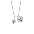 thumbnail image 2 of Delight Jewelry Medium Antiqued Fleur di Lis Silvertone Script Initial Disc - N - Charm Necklace, 20"+3", 2 of 4