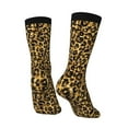 thumbnail image 5 of Uemuo Gold Glitter Leopard Pattern Women's Crew Socks, Soft Durable Breathable Moisture-Wicking with Odor Control Cotton socks, 5 of 9
