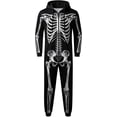 thumbnail image 2 of Skeleton Jumpsuit Halloween Costume for Women Men, Unisex Adult Skeleton Onesie Pajamas Cosplay Party 2026, Cozy One Piece Outfit, 2 of 5