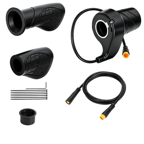 Ebike FT76X Half Twist Throttle 3 Pin Male with Waterproof 3Pin Male To Female Cable for Electric Bicycle Scooter Mountain Bike Folding Bike, Ebike Throttle Grip for 12-72V MTB Conversion Kit