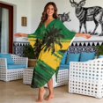 thumbnail image 4 of DISNIMO Jamaican Flag Print Kaftan Dress for Women Palm Tree Printed Plus Size V Neck Swimsuit Cover up Casual Loose Bathing Suit Cover Batwing Sleeve Caftan Dresses Soft Loungewear, 4 of 7