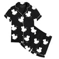 thumbnail image 4 of Aihuaihua Girl Pajamas Set Summer Cute Bow Print Shirt and Pant Set with Pockets Casual Button Front 2 Piece Satin Pajama Sets,130, 4 of 4