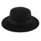 thumbnail image 4 of Sombrero de fieltro para hombre y mujer, sombrero fedora Panamá de ala ancha con banda, lana Negro, 4 of 9