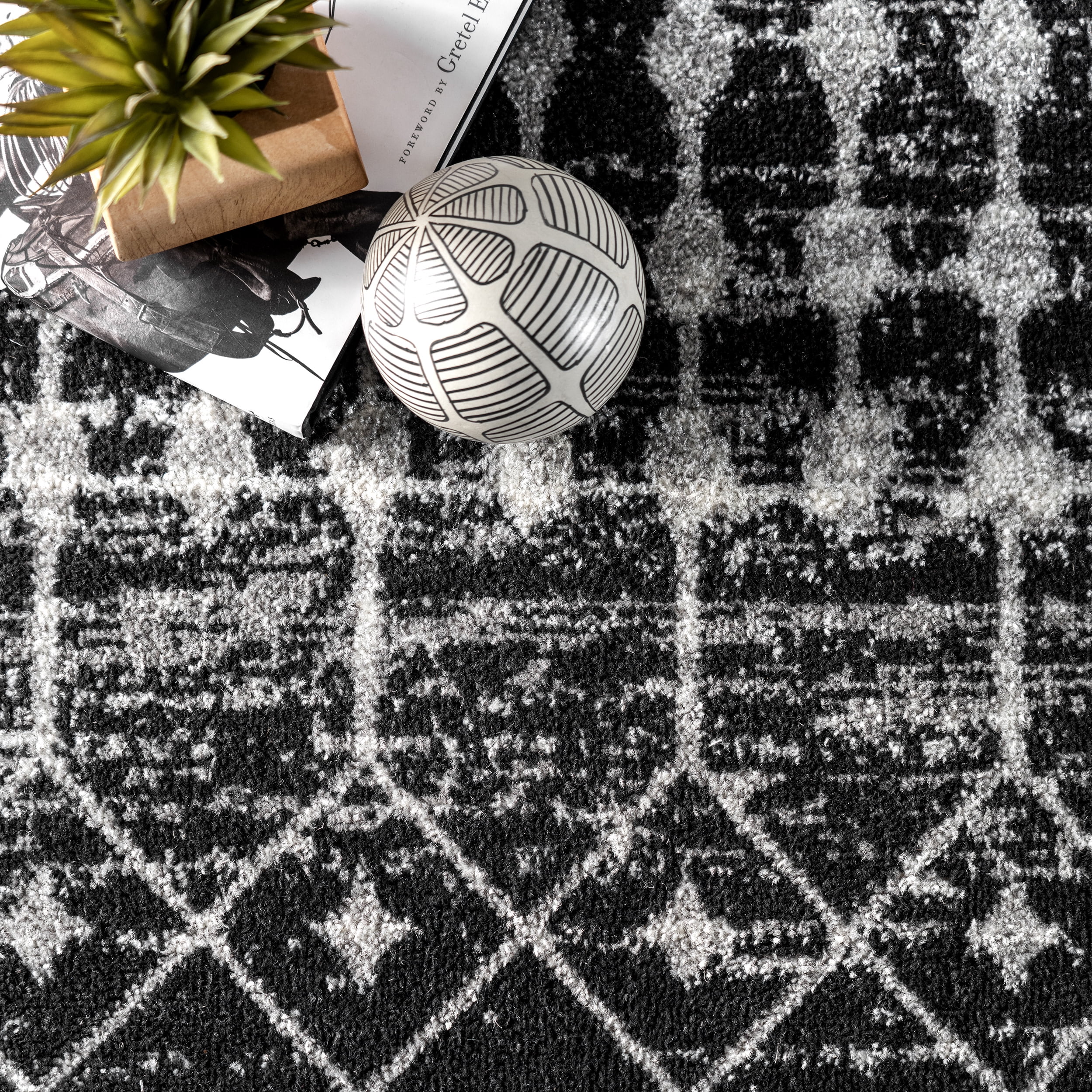 nuLOOM Moroccan Blythe Area Rug, 6' Square, Black