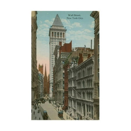 Wall Street, New York City. Postcard Sent in 1913 Print Wall Art By American