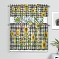 thumbnail image 2 of Sunflowers with Black and White Check Patterns3(1) Kitchen Curtain Valance 3 Piece Home Curtains and Valance Set Curtain Sink Window Decor Window Treatment Tier 27.5x36 Length, 2 of 6
