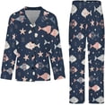 thumbnail image 4 of Top-kevin Women's Pajama Sets Flamingo Hearts Dots Pattern Long Sleeve Lounge Sets Pjs Sleepwear with Pockets, 4 of 12
