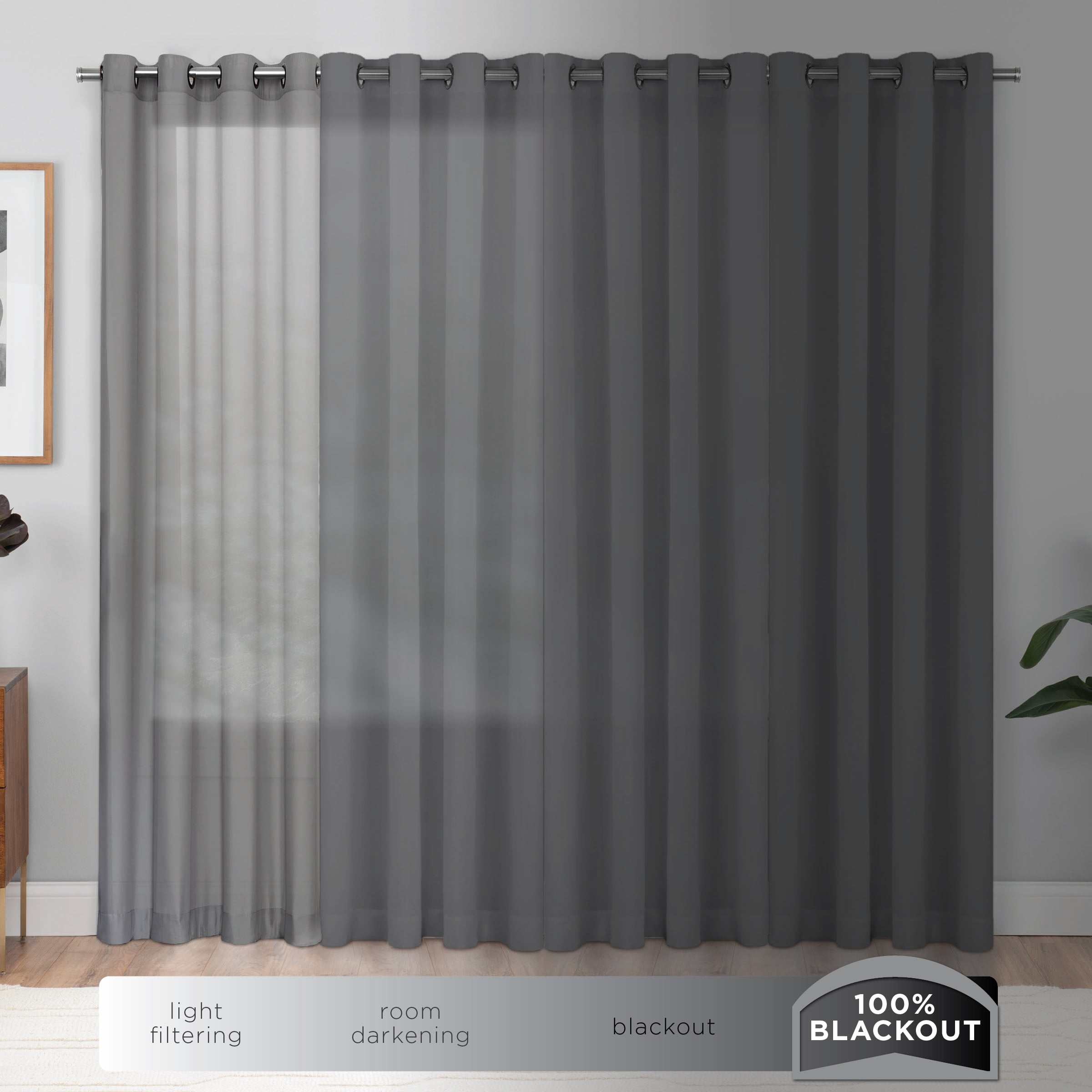 Eclipse Hadley 100% Blackout Curtain Panel, Linen Blend Grommet Window Curtain, 1 Panel, 50 In Wide x 84 In Long, Ivory