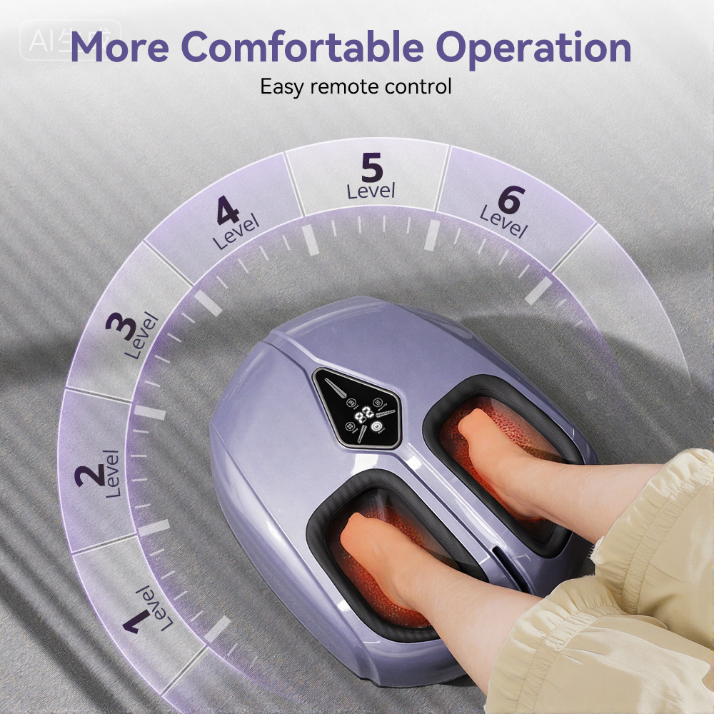Foot Massager with Heat, Caveen Shiatsu Feet Massager Machine with 4 Modes & 5 Intensities, Auto-off Timers, Relax for Home or Office, Purple
