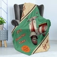 thumbnail image 4 of Vintage Soft Flannel Fleece Blanket, Scooter Motorbike Summer Travel Italian City Sight Hipster Enjoy Ride Illustration, Cozy Plush for Indoor and Outdoor Use, 50" x 70", Multicolor, by Ambesonne, 4 of 5