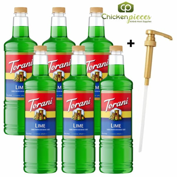 Torani Sirop Aromatisé à la Lime Bouteille en Plastique 1 L + Pompe Doseuse Bonus