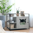 thumbnail image 3 of Costway Cat Litter Box  Enclosure Hidden Litter Furniture Cabinet W/ 2-Tier Storage Shelf, 3 of 10