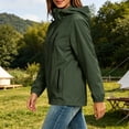 thumbnail image 5 of BONIXOOM Women Jacket, Hooded Zip Jacket Color Block with Secure Pockets for Outdoor Army Green S-2XL, 5 of 8