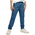 thumbnail image 4 of HOMADLES Teen Boys School Uniform Pants 14-15 Elastic Waist Straight Fit Baggy Joggers Pants Solid Multi-pocket Casual Pants Blue Size 150, 4 of 7