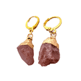 thumbnail image 2 of Natural Strawberry Quartz Gold Dangle Earrings, 2 of 4