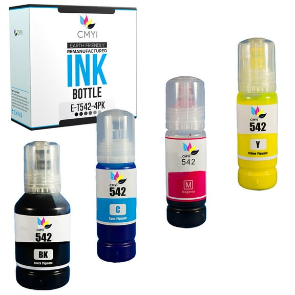 CMYi 542 Combo Pack of 4 Ink Bottles compatible for Epson 542 - EcoTank Pro ET-16600, ET-16650, ET-5150, ET-5170, ET-5180, ET-5800, ET-5850, ET-5880 (1 Black, 1 Cyan, 1 Magenta, 1 Yellow)