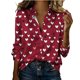 thumbnail image 1 of Mujeres Manga Larga Tops Casual Día de San Valentín Impreso Satén Blusa Botón-Arriba Solapa Suéter Top para el Invierno Y la Primavera, 1 of 7