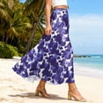 thumbnail image 4 of LWavelet Women Abstract Camo Print Maxi Skirt Elastic Waist With Pockets Casual Long Skirt Dark Purple S, 4 of 5