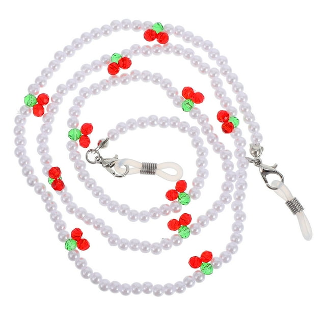 Chaîne de Lunettes en Métal Blanc avec Design Perles de Cerise pour Usage Extérieur et Protection des Lunettes 1 Pce