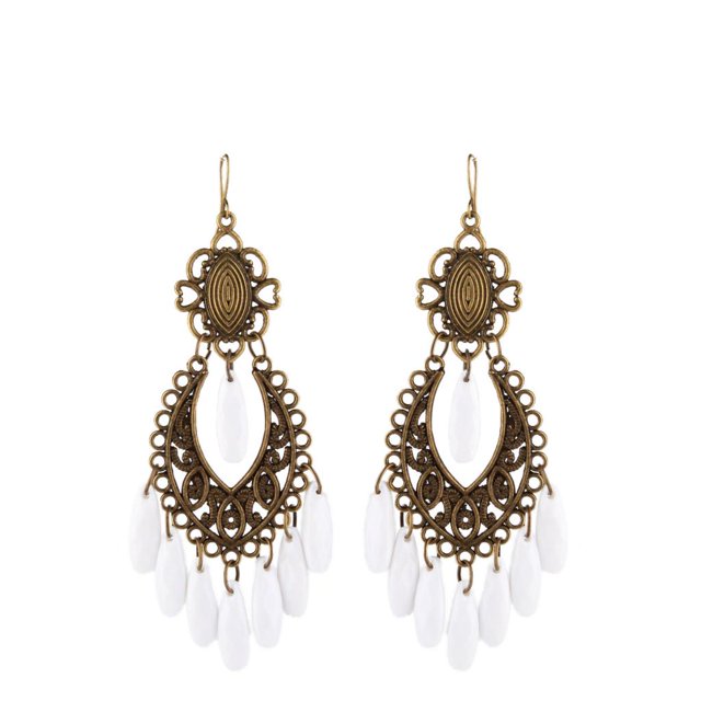 5 colores borla gota pendientes con flecos gancho Piercing joyería de mujer - Blanco Sunnimix Abalorios borla de abalorios