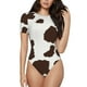 thumbnail image 1 of Fotbe Brown Cow Body de Mujer con Cuello Redondo y Mangas Cortas, Sin Mangas Ajustado, Suave, Cómodo y Básico-Medium, 1 of 7