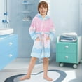 thumbnail image 5 of FORMRS Niños Bathrobe Unisex Hooded Robe Soft Plush Pajamas Sleepwear, Size 2-3T, Light Pink Stripes, 5 of 7