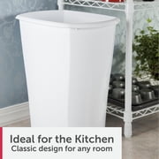 Sterilite Large Kitchen Trash Can, 10 Gallon Plastic Garbage Bin with No Lid, White