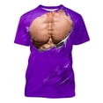thumbnail image 4 of ZCFZJW 3D Novelty Tops for Men Big and Tall Regular Fit Casual Summer Short Sleeve Fake Muscle Pattern Graphic Tees Shirt Trendy Holiday Vacation T-Shirts Purple L, 4 of 6