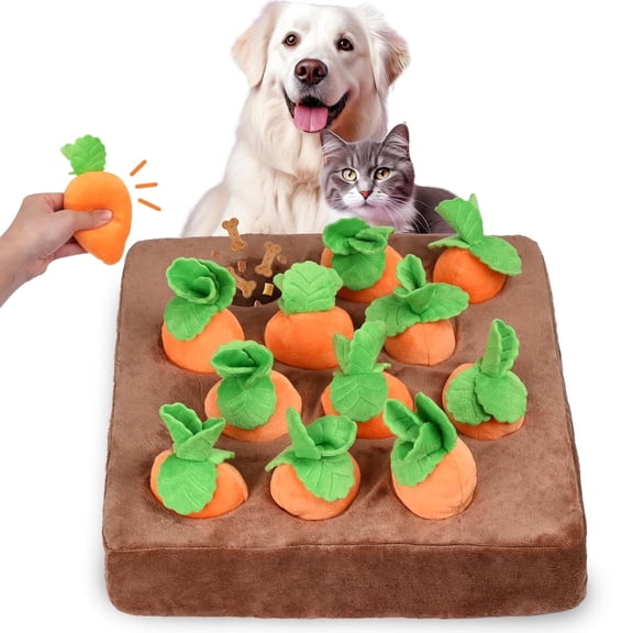 Dog Puzzle Toys, 13''x13'' Interactive Squeaky Carrot Dog Toys for Small Medium Dogs, 12 Pcs