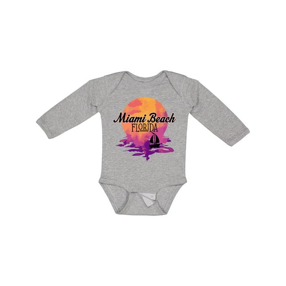 Inktastic Miami Beach Florida Vacation Sunset Girls Long Sleeve Baby Bodysuit