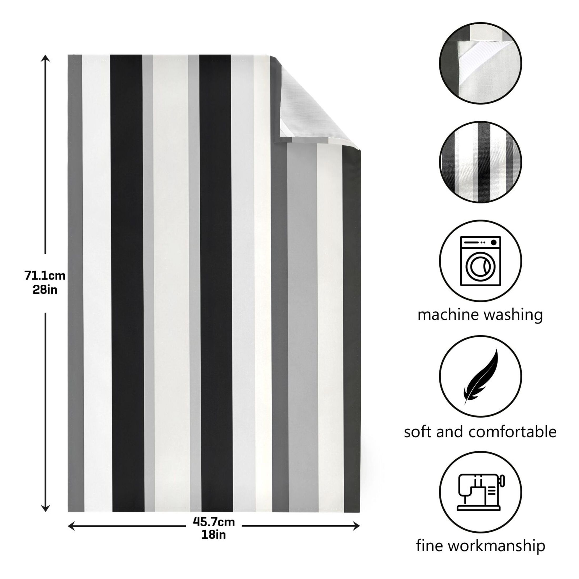 Black White and Gray Stripes Kitchen Towels 6-Piece Pack Tea Towels for Kitchen Decorative Waffle Design 28x18in