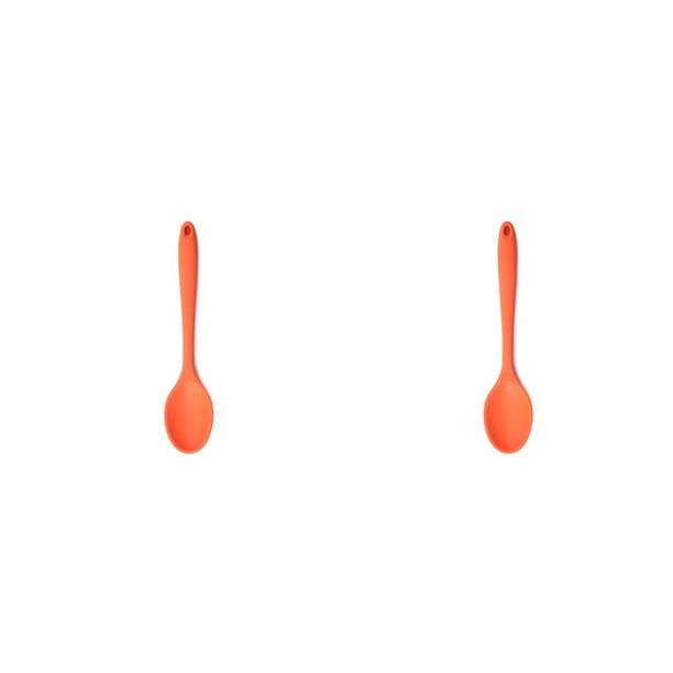 Bearachild Cuchara de silicona con mango, cucharas para sopa y comida, cuchara de cocina, herramienta para revolver mantequilla, vajilla para el Naranja 2piezas