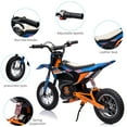thumbnail image 5 of Shininglove 24V 7Ah Electric Motocross Bike, 13.6mph Fast Speed, 250W Strong Motor Car, Chain Drive, Leather Seat, Disc Brake, Air-Filled Tires, Blue, 5 of 7