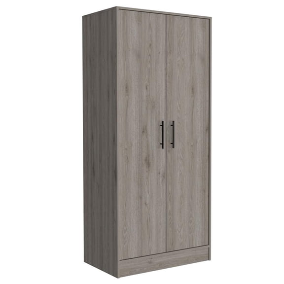 FM FURNITURE San Blas Wood Bedroom Armoire with Two Doors in Light Gray