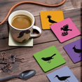thumbnail image 3 of Inkdotpot Set of 6 Drink Coasters DecorativeNon,SlipCork Base4-inch Square PrintedCoastersEasy Clean- Bird, 3 of 8