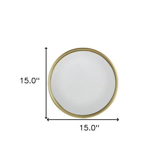 15" Gold Round Iron Textured Framed Accent Mirror