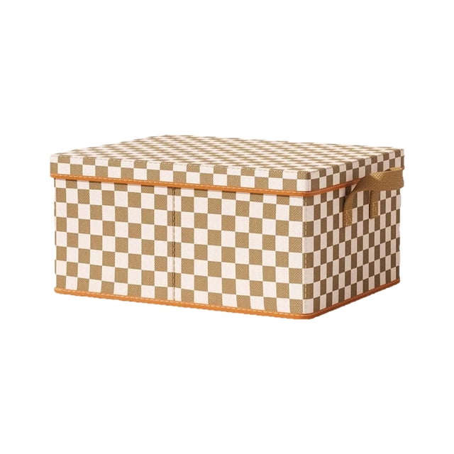 Steel Frame Storage Box For Clothes With Cloth Cover Brown And White 10 in x 12 in x 8 in