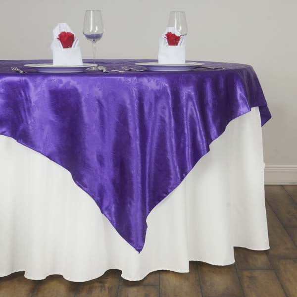Efavormart 60" Lily Embossed SATIN Square Table Overlay(Topper) For