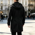 thumbnail image 5 of Men's Hooded Double Breasted Wool Blend Coat Mid-Length Windproof Overcoat Casual Winter Warm Trench Coat With Pockets Black M, 5 of 5