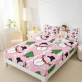 thumbnail image 4 of Manfei Cute Winter Snowman Full Size Sheets 4pcs for Boys Girls, Green Xmas Tree Bed Sheets, Pink White Polka Dots Sheet Sets, Microfiber Bedroom Decor, 4 of 7