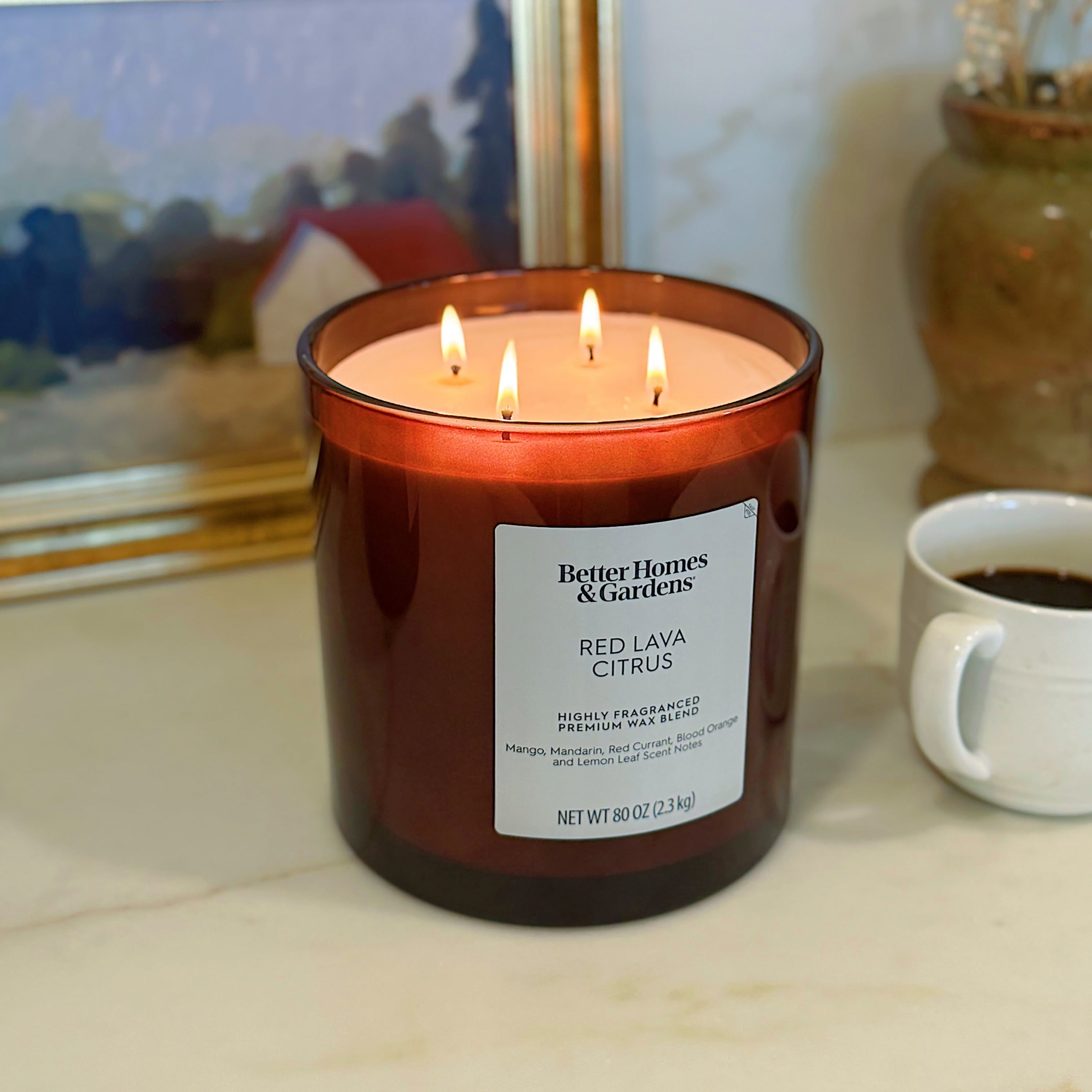 Better Homes & Gardens Red Lava Citrus Scented 4-Wick Large Oversized Jar Candle 80oz.