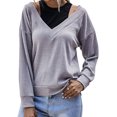thumbnail image 1 of Pull-over en Tricot Uni à Manches Longues pour Femmes, 1 of 7