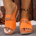 thumbnail image 2 of Rokment Orthopedic Wedges Slip on Dressy Sandals for Women Ladies 2026 Summer Trendy Casual Leather Arch Support Platform Heeled Dress Slides Business Office Work Orange Size 7, 2 of 6